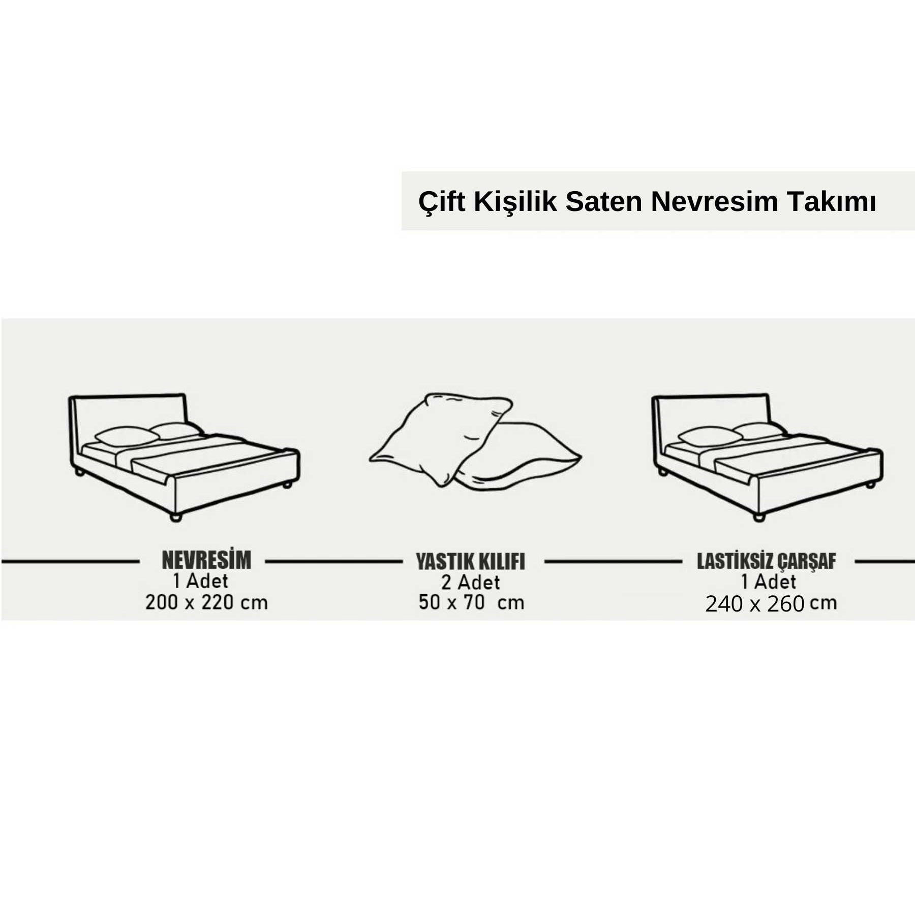 Bordo Çift Kişilik Saten Nevresim Takımı