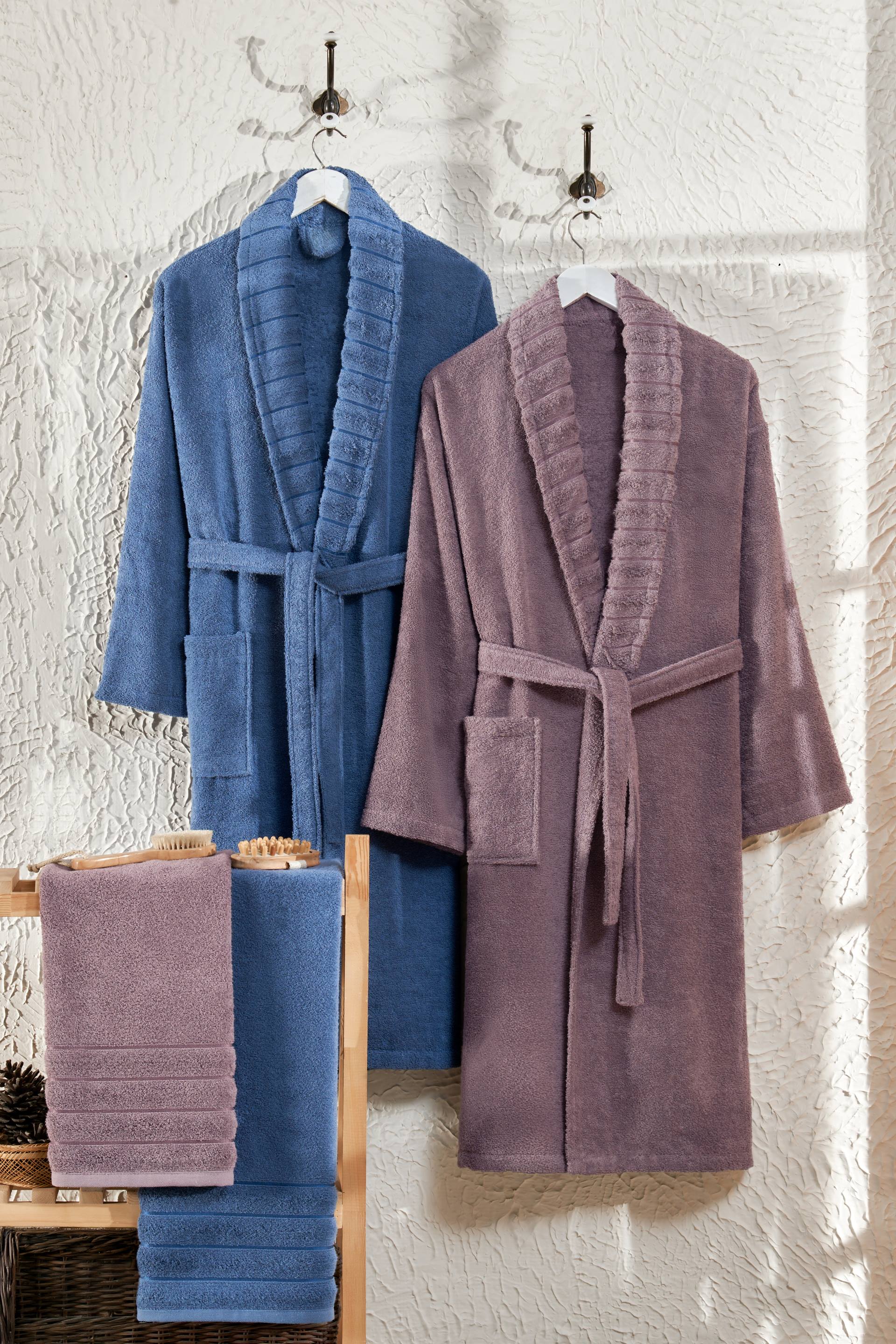 Carla Havlulu Bornoz Lacivert - Mürdüm