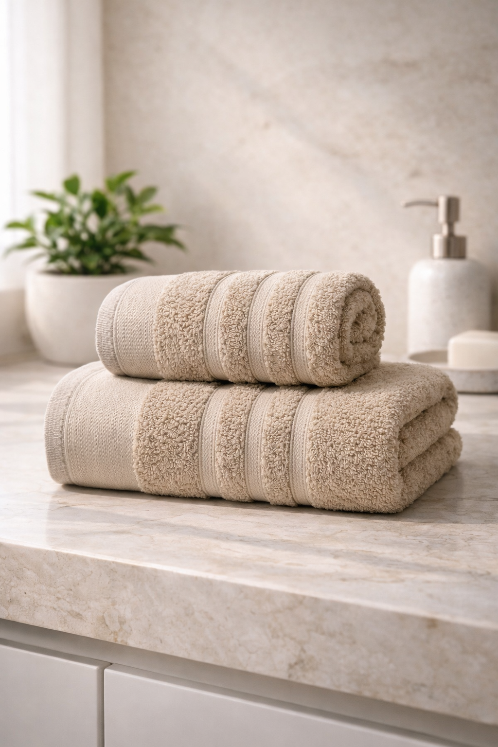 Ayla Bej 2’li el ve banyo havlusu seti, 50x85 ve 70x140 cm
