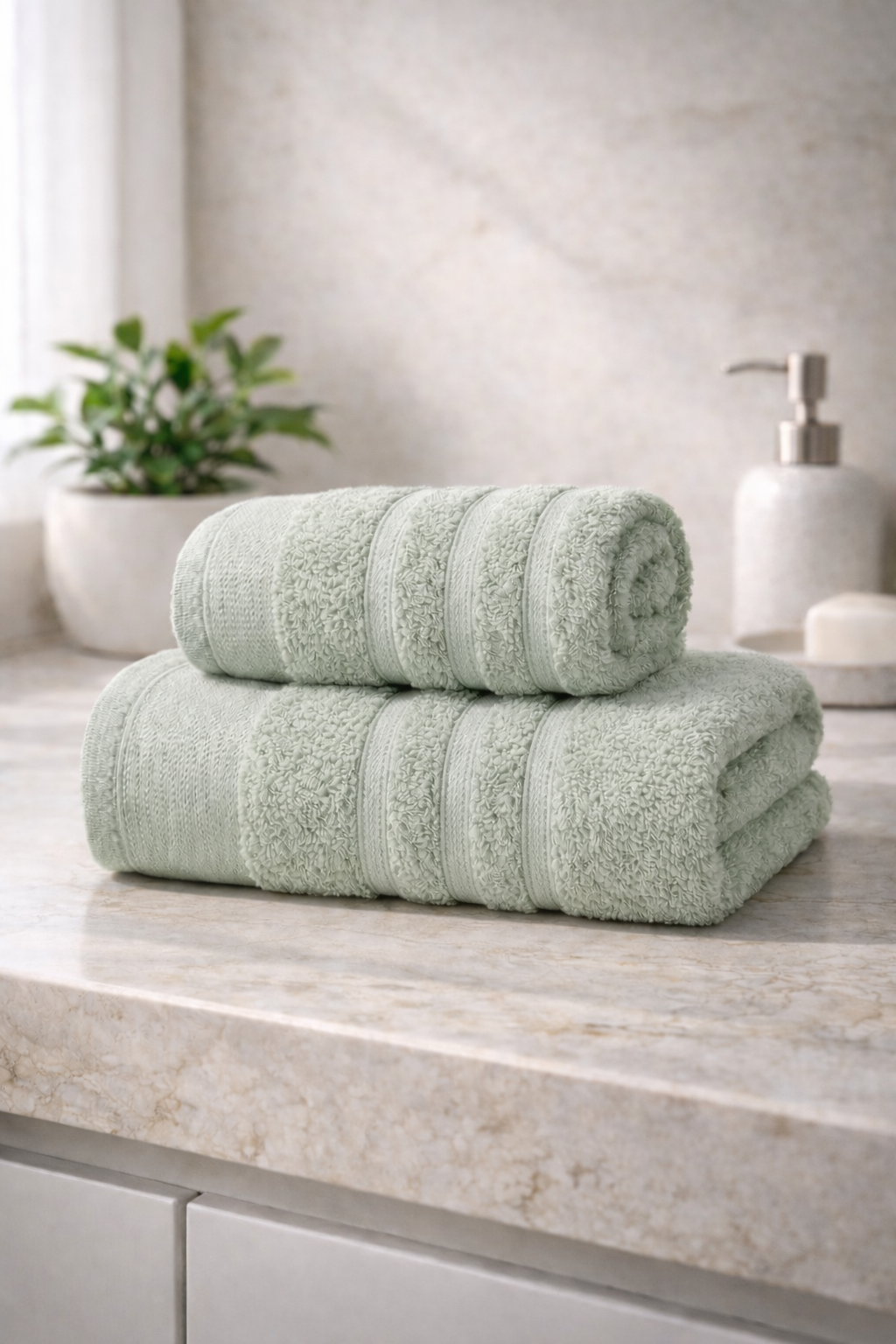Ayla Mint 2’li el ve banyo havlusu seti, 50x85 ve 70x140 cm