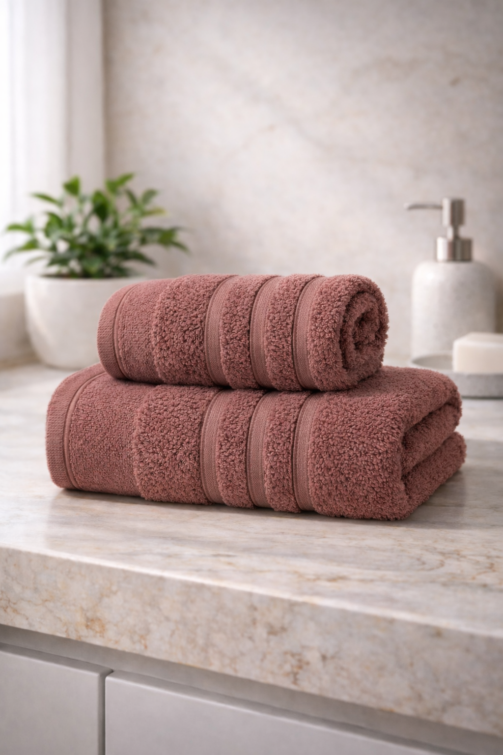 Ayla TerraRose 2’li el ve banyo havlusu seti, 50x85 ve 70x140 cm