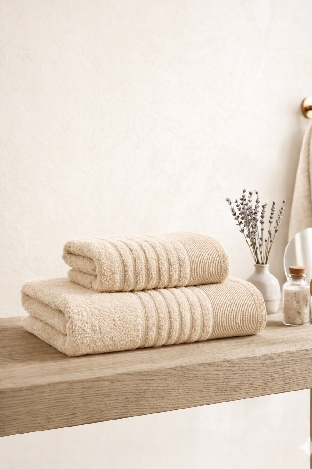 Elif Bej 2’li el ve banyo havlusu seti, 50x85 ve 70x140 cm