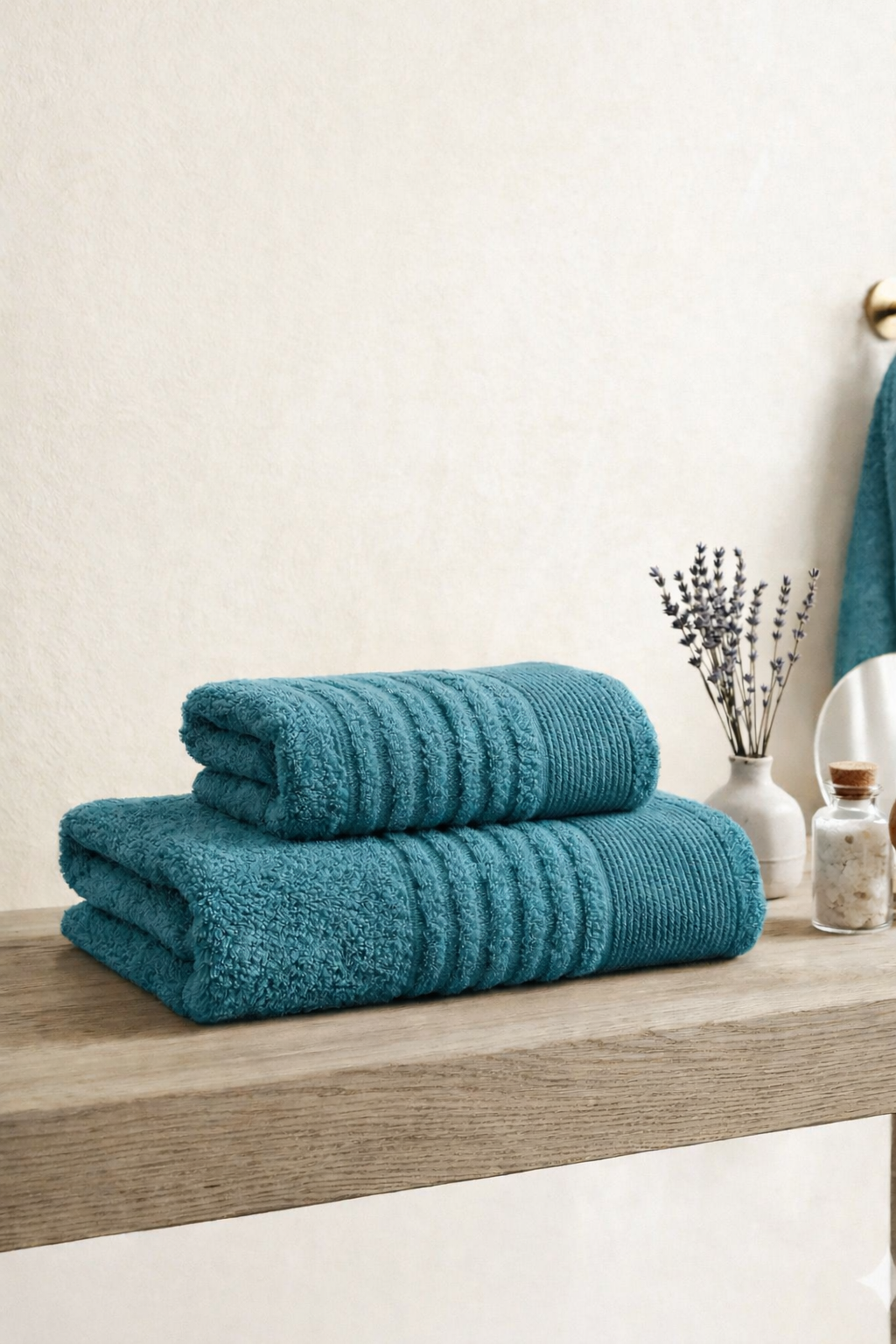 Elif Petrol 2’li el ve banyo havlusu seti, 50x85 ve 70x140 cm