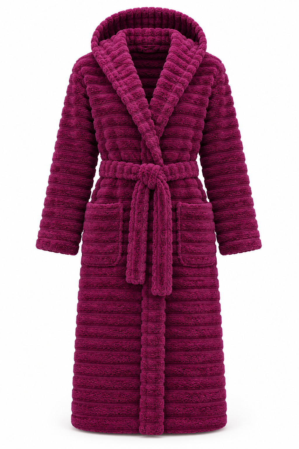 Weldoğa Magenta peluş welsoft kapüşonlu sabahlık - görsel 1